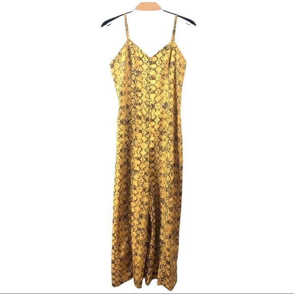 Current Air Yellow Snakeprint Wide Leg Jumpsuit M - Picture 4 of 12